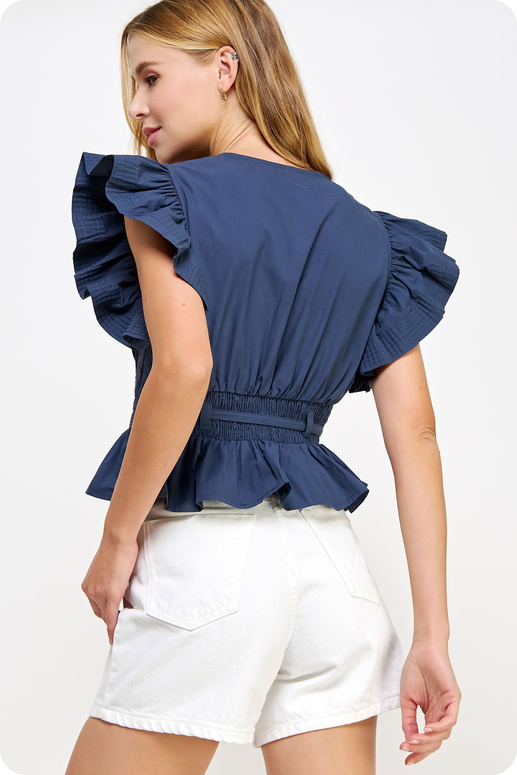 Flutter Sleeve Peplum Top
