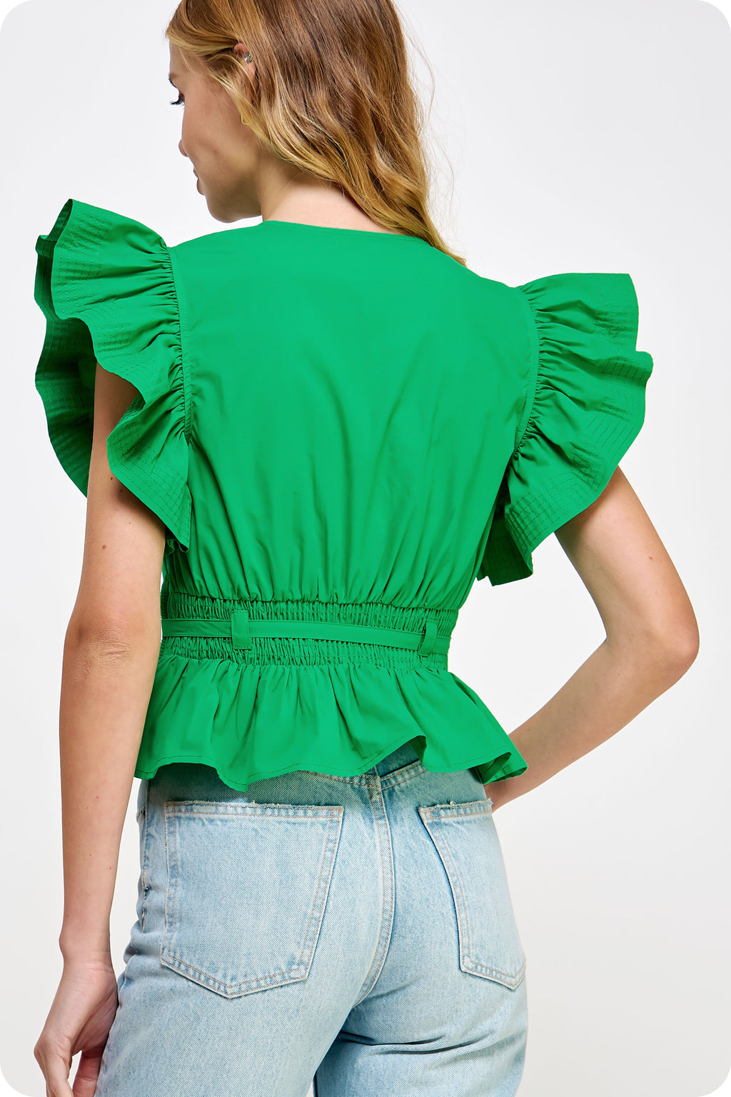 Flutter Sleeve Peplum Top