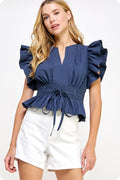 Flutter Sleeve Peplum Top