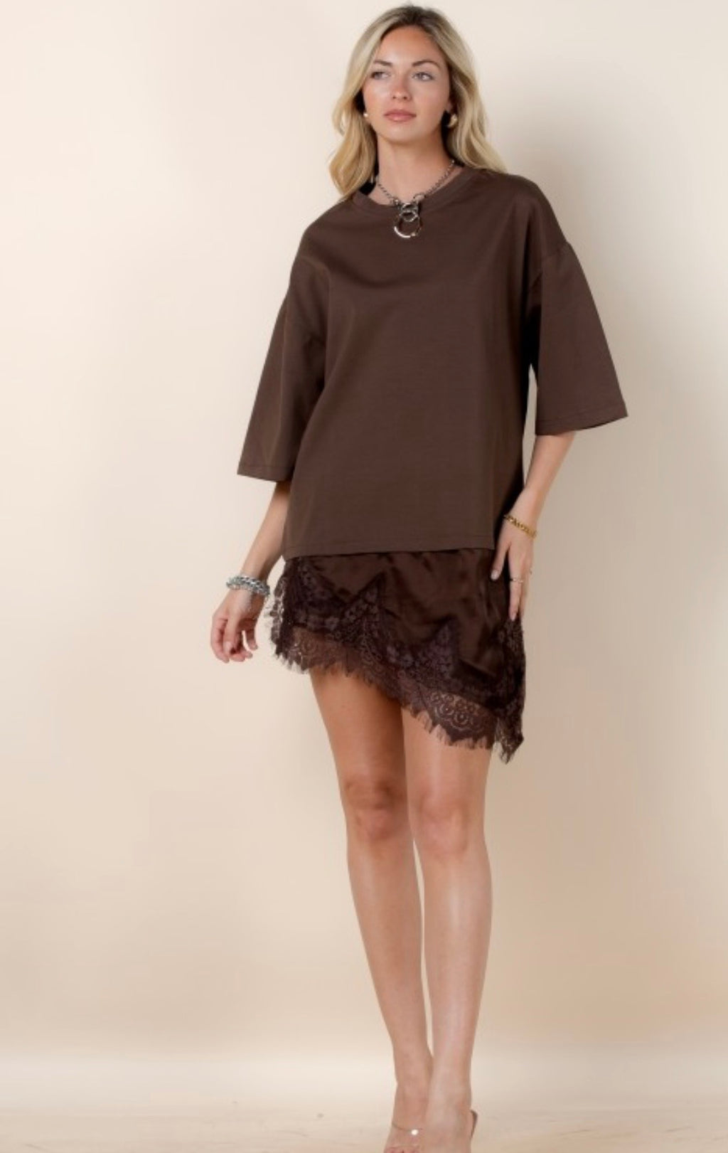 Asymmetric lace top