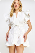 Flutter Sleeve Poplin Mini Dress