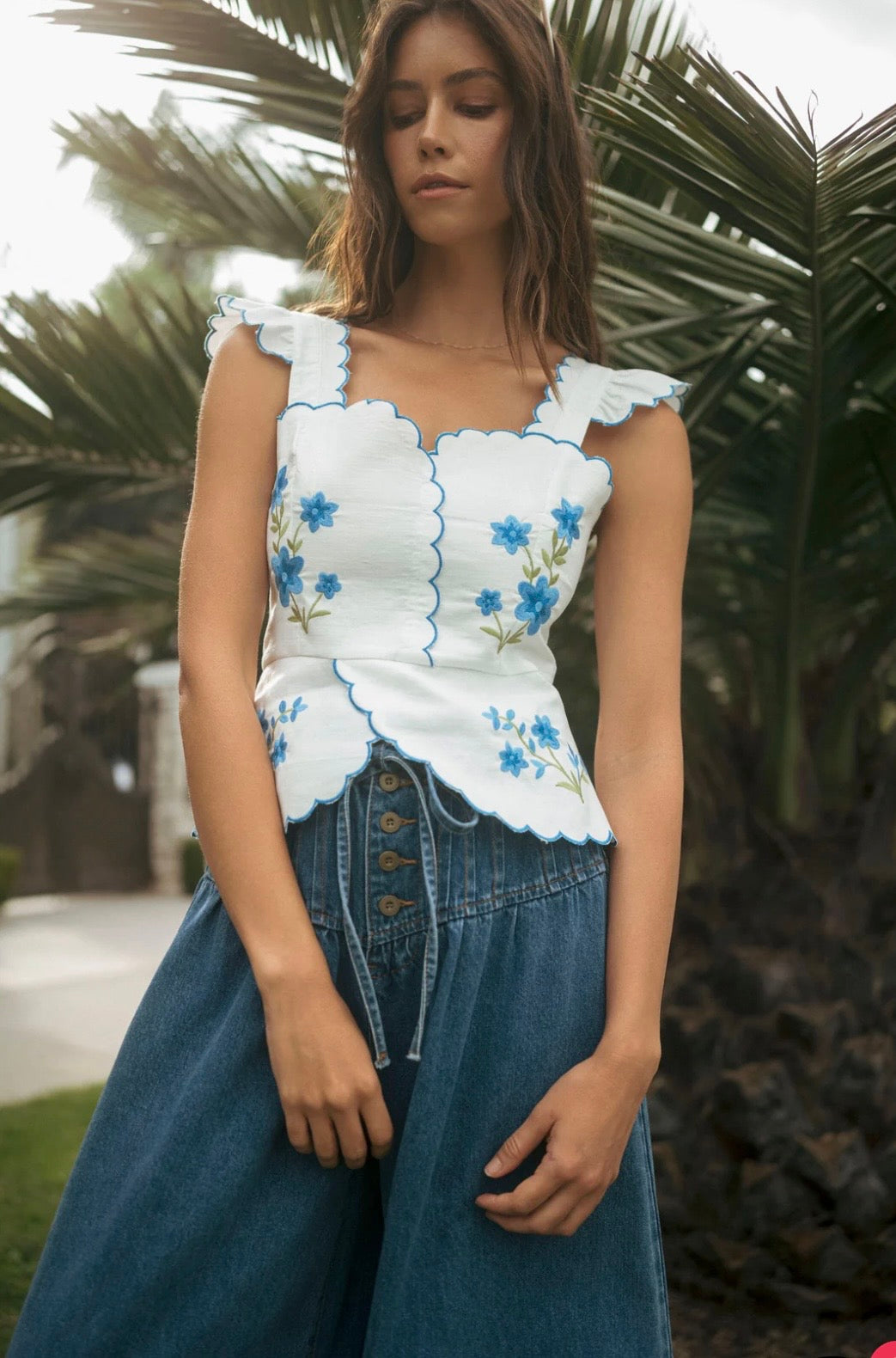 Floral Embroidered Peplum Top