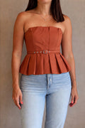 Peplum terracota top