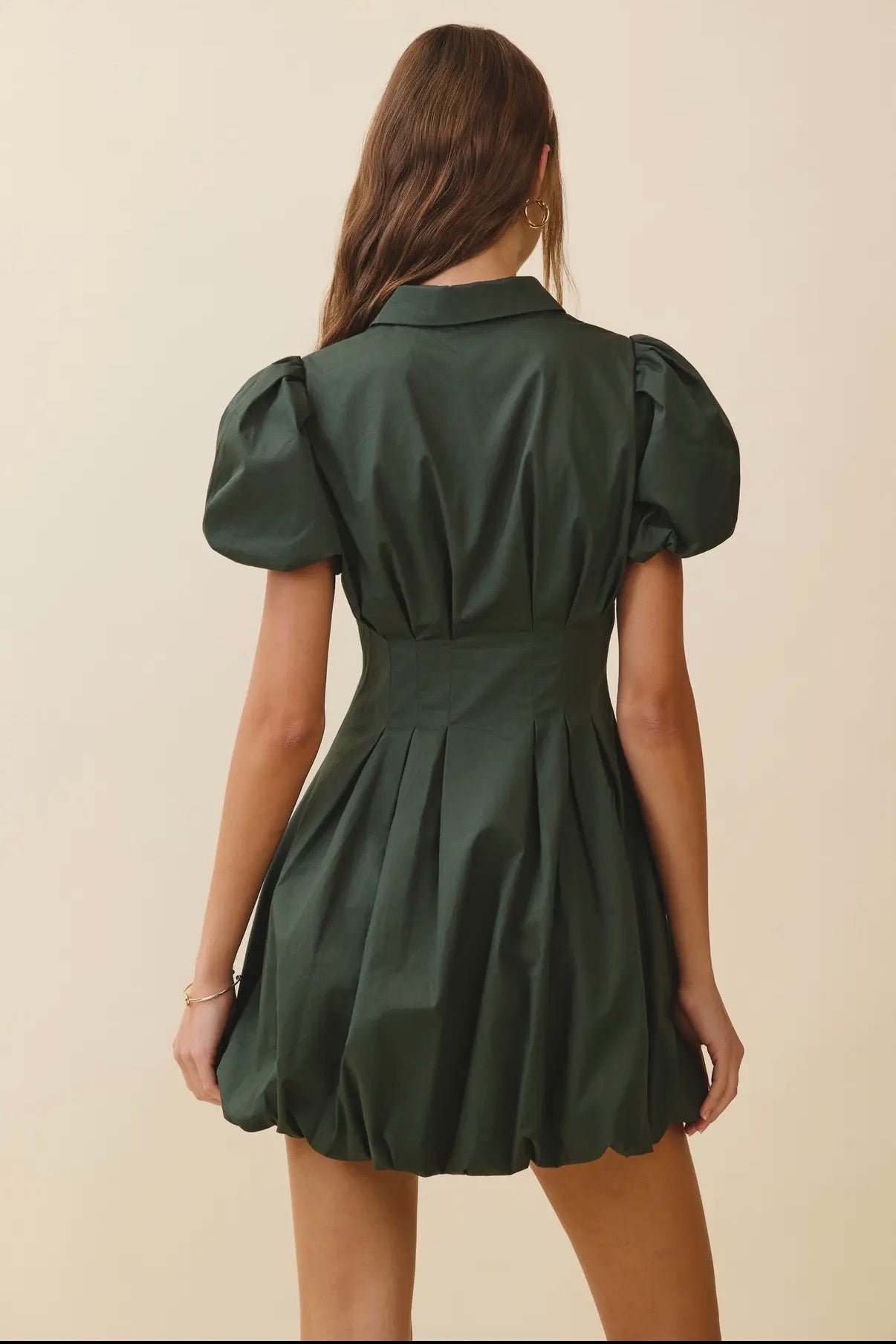Military puff sleeve dress