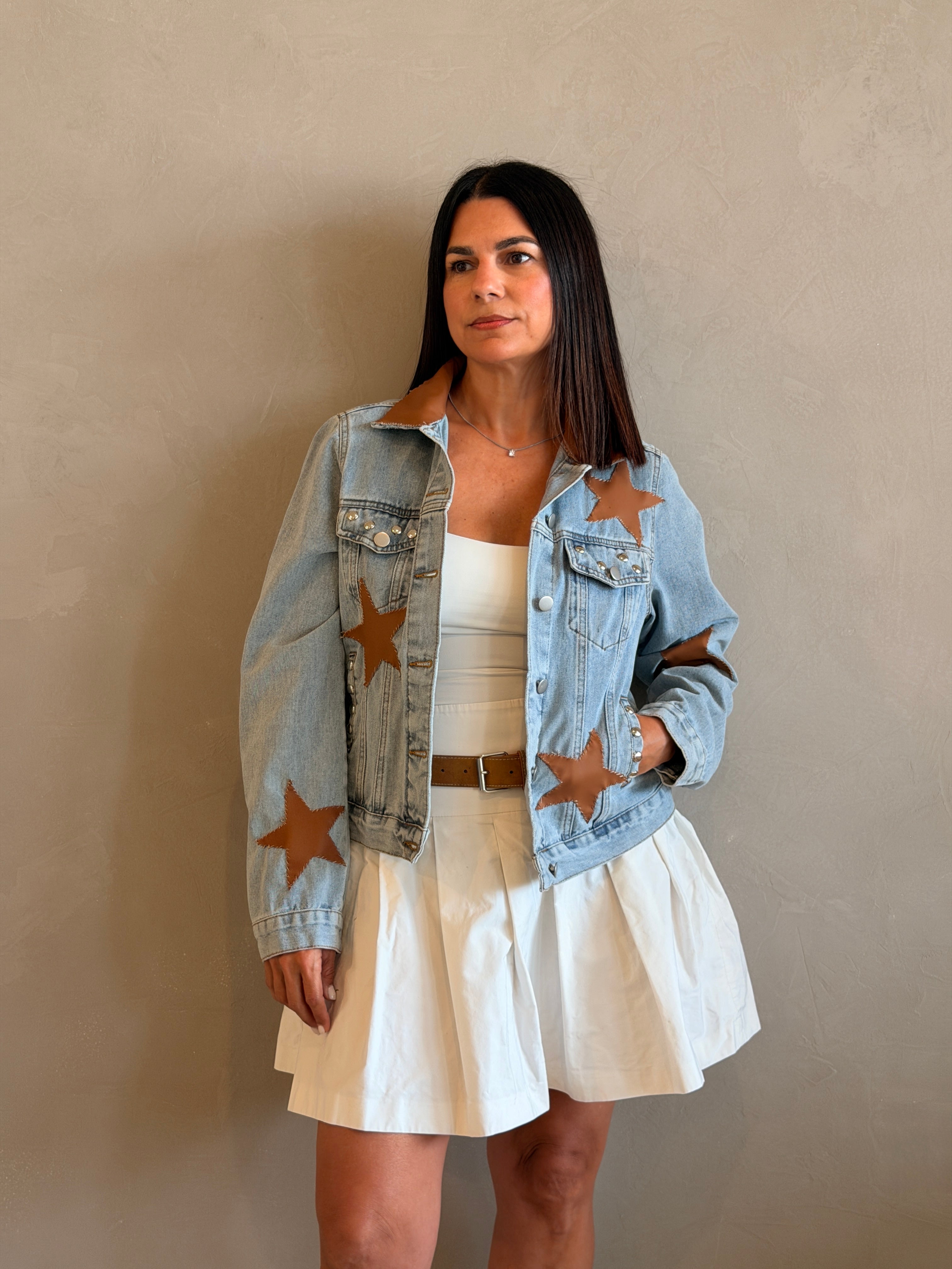 Stella Leather Jean Jacket